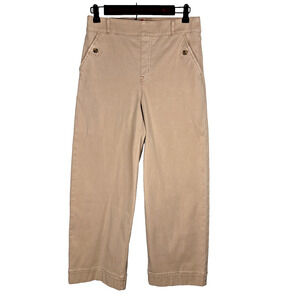 Spanx Womens Stretch Twill Cropped Wide Leg Pants Trousers Size M Pale Pink